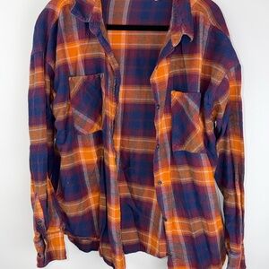 BKE Orange and Blue Plaid Button Down Shirt